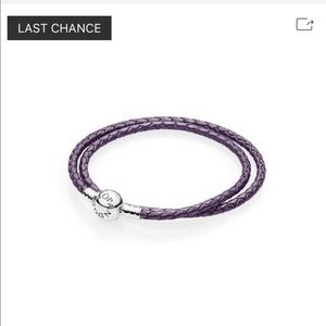 Pandora purple braided leather charm bracelet
